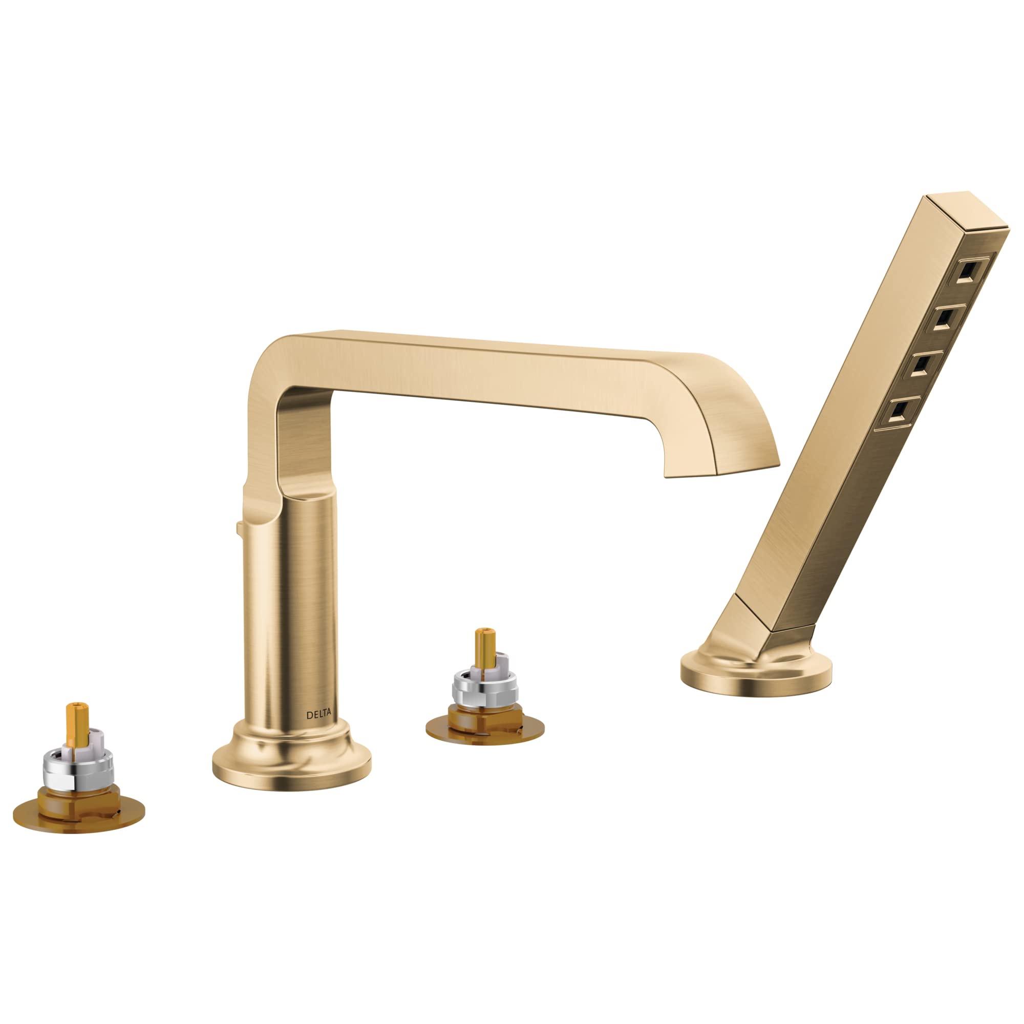 Delta Tetra Roman Tub Faucet with Hand Shower, Brushed Gold Deck